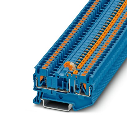 Phoenix Contact Knife Disconnect Terminal Block; PT 2.5-MT BU; 20A; 300V; 1-Level; #26 - #12; Push-In Connection; Blue